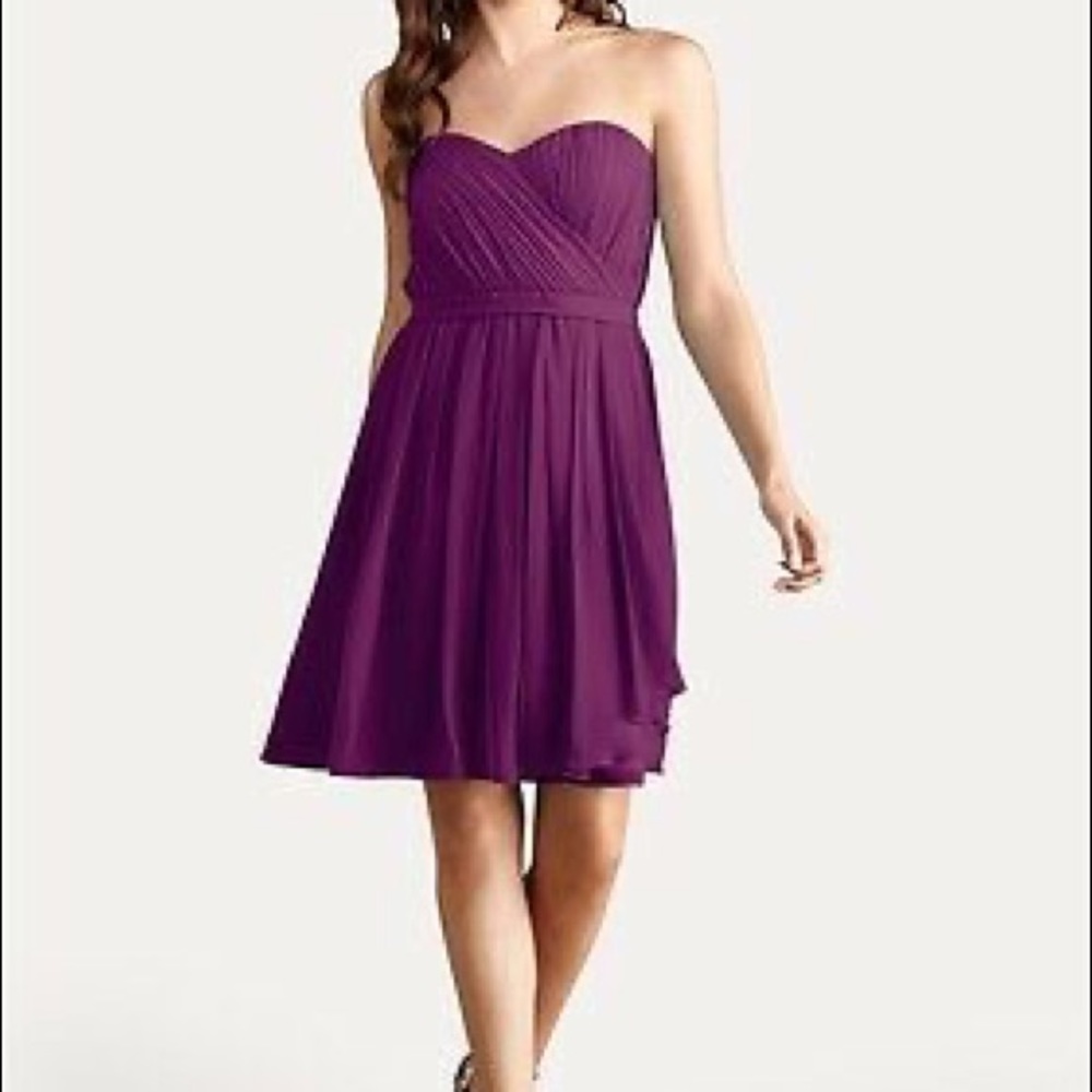 Donna Morgan bridesmaid dress in purple/plum